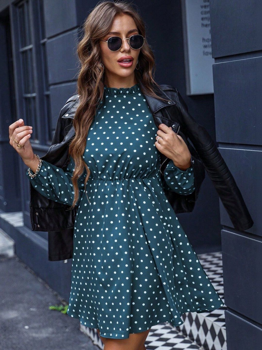 Polka Dot Print Fit & Flare Dress