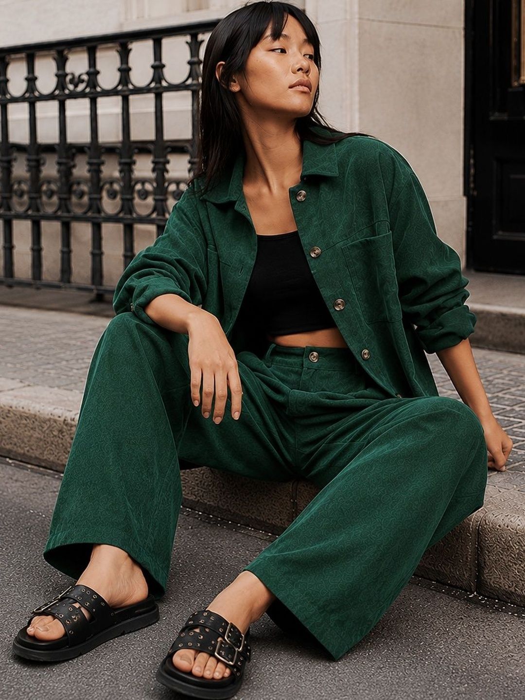 Solid Shirt with Trousers