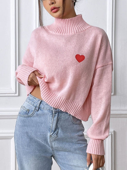 Women Crop Pullover with Embroidered Detail