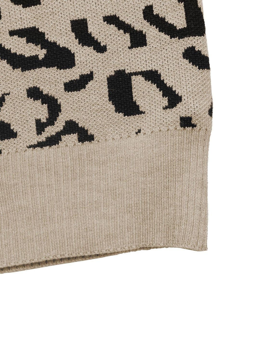 Women's Beige Animal Printed Pullover Blend Regular Fit