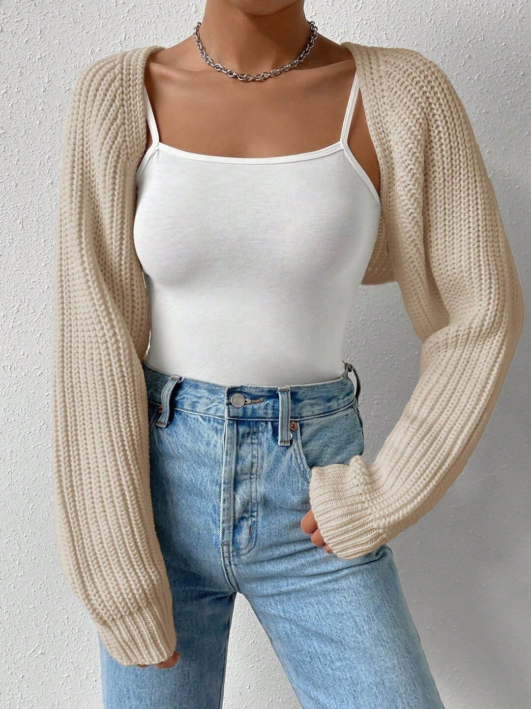 Women Ribbed Crop Cardigan