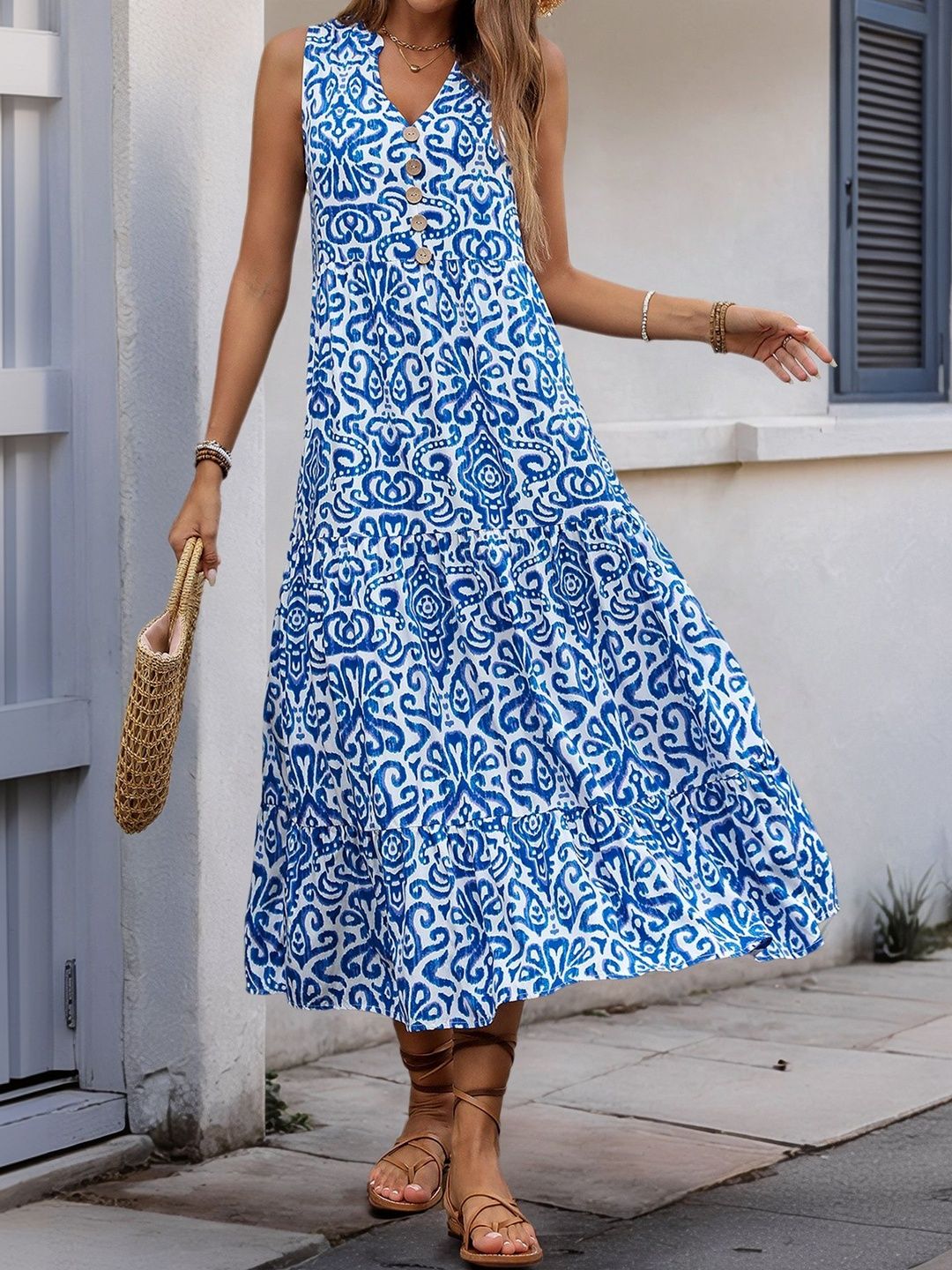 Print A-Line Midi Dress