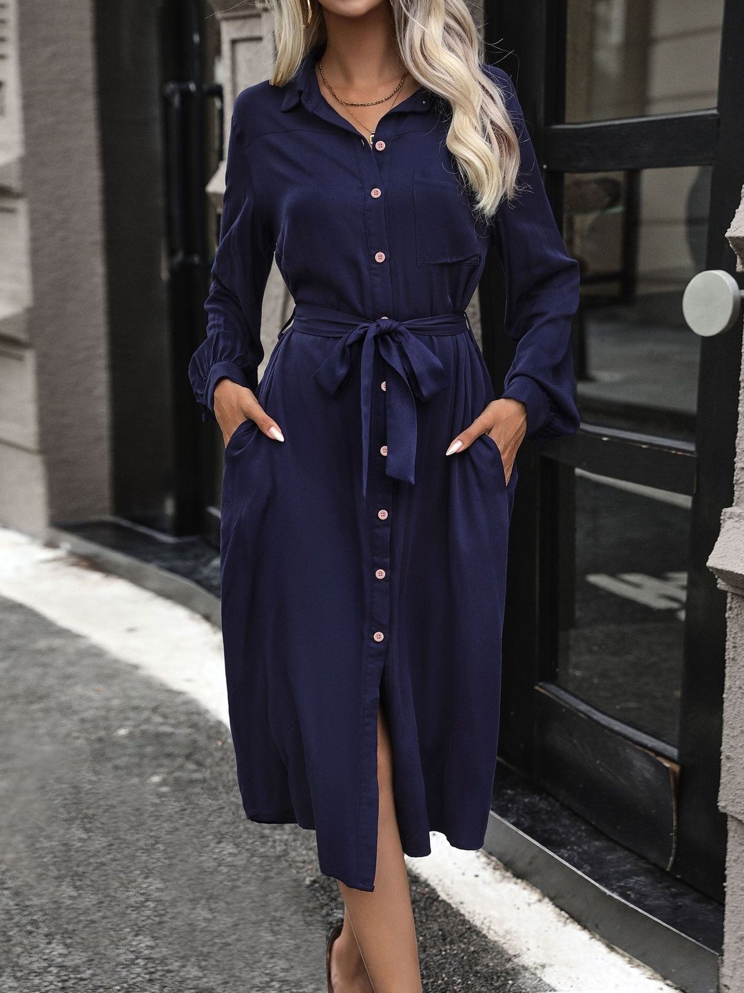 Women's Purple Nowi Shirt Midi Dress