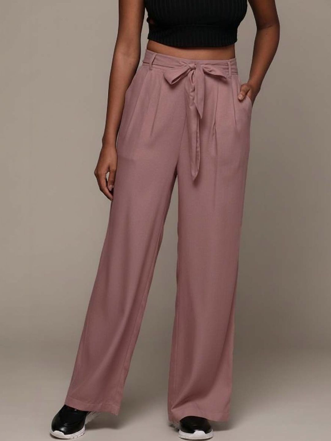 Women High-Rise Wrinkle Free Pleated Trousers