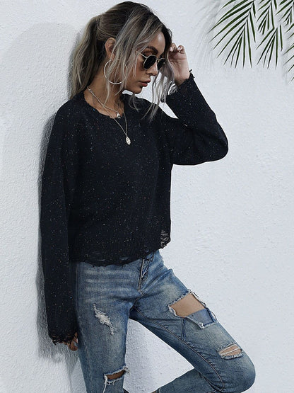 Women's Black Speckled Pullover