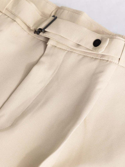 Men Straight Fit Wrinkle Free Pleated Trousers