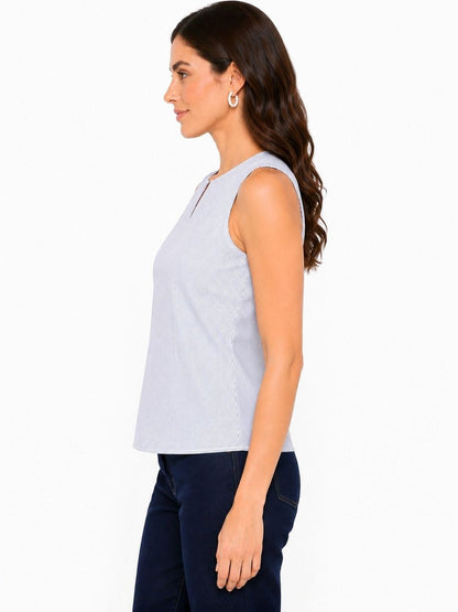Striped Keyhole Neck Top