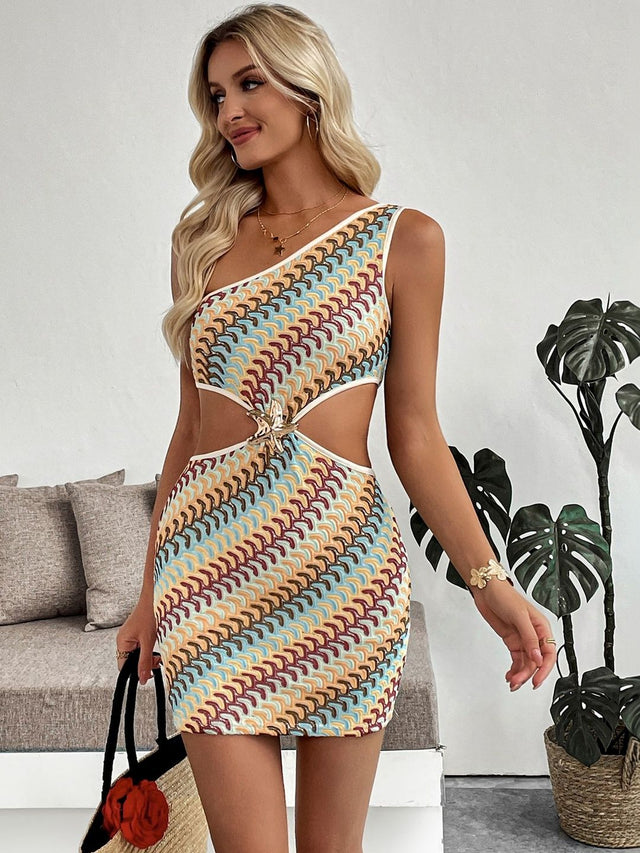 Print Bodycon Mini Dress Printed - Nowi Korean Fashion