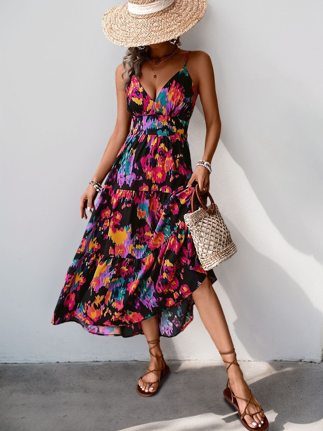Print Fit & Flare Midi Dress