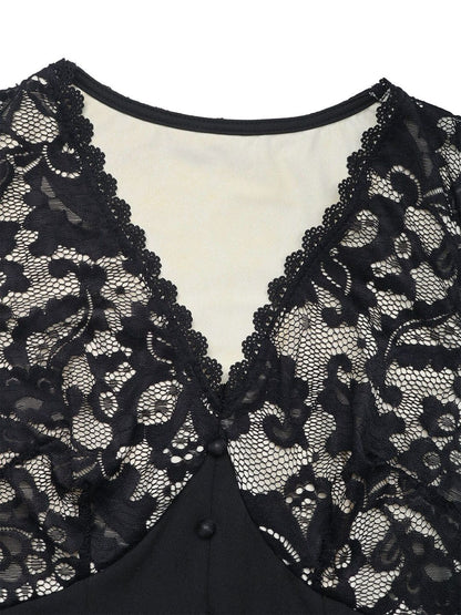 Women's Black Floral Embroidered Puff Sleeve Fit & Flare