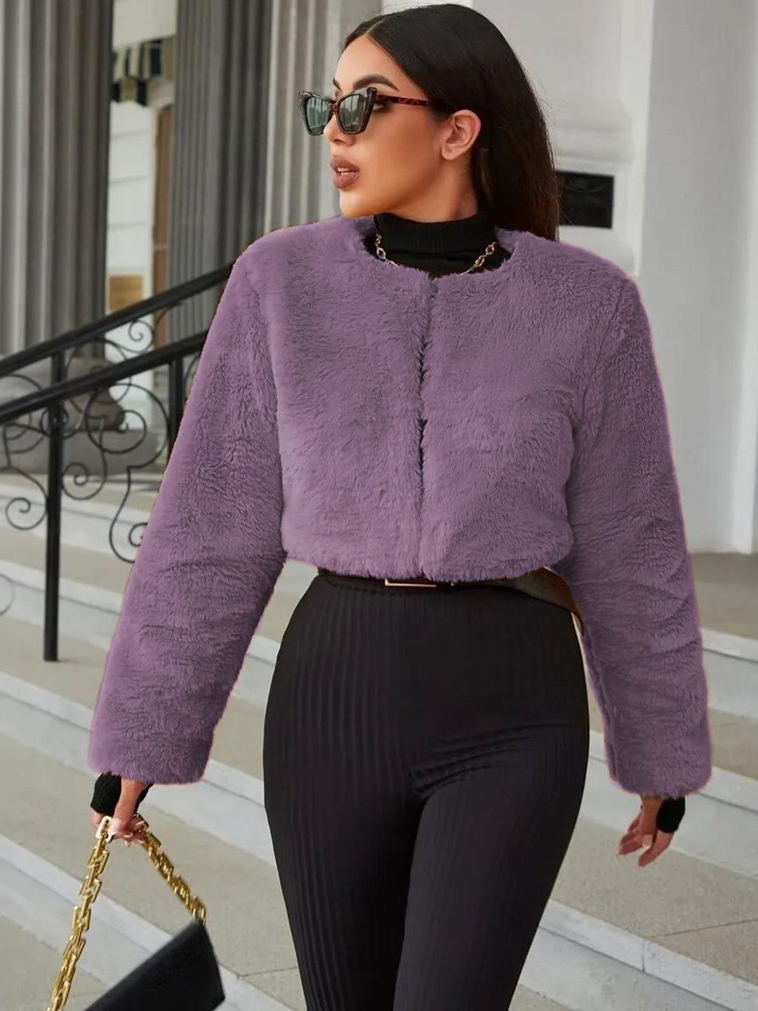 Women Woollen Open Front Jacket