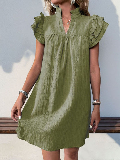 Flutter Sleeve Ruffled Dress