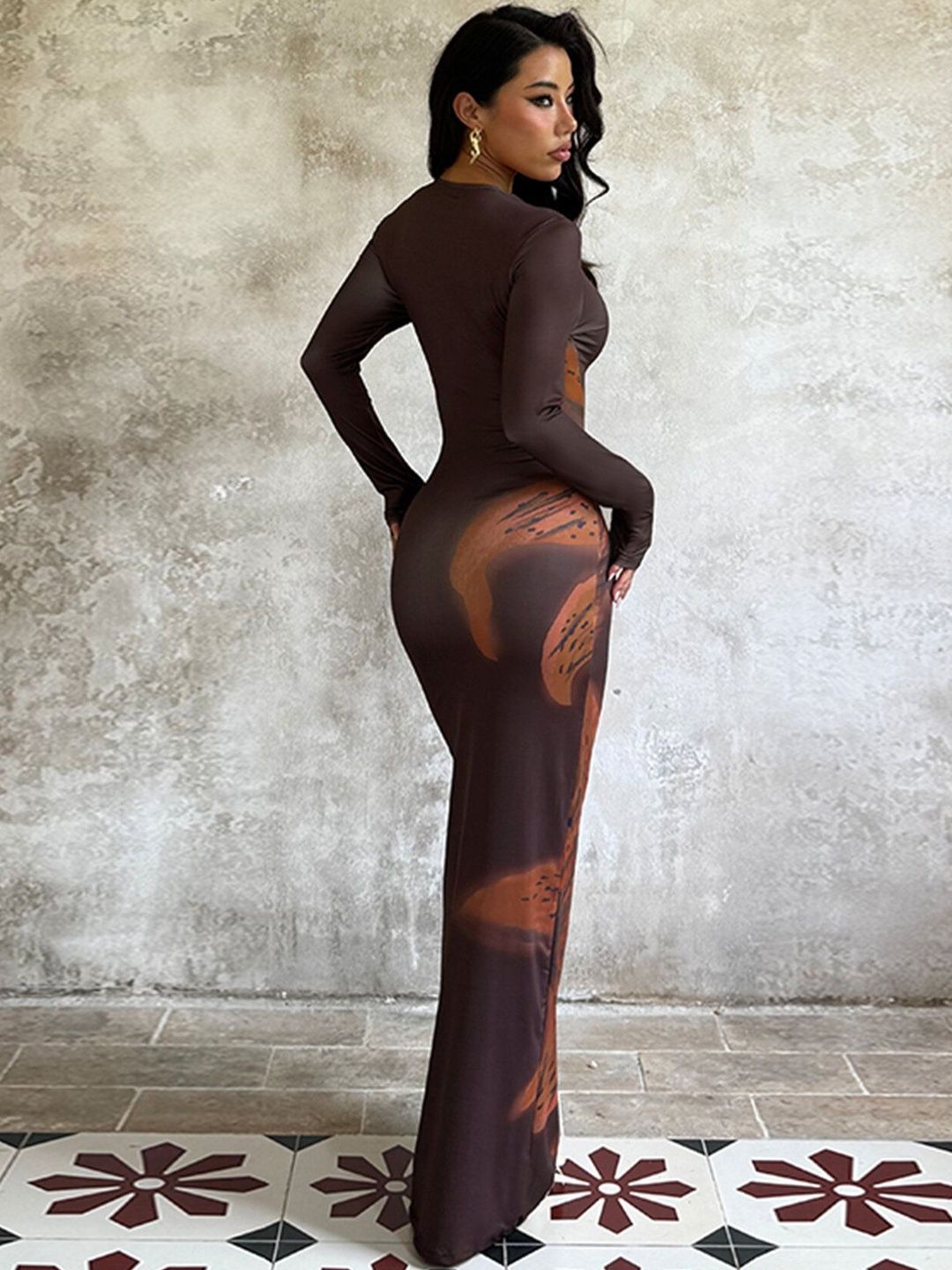 Print Bodycon Maxi Dress
