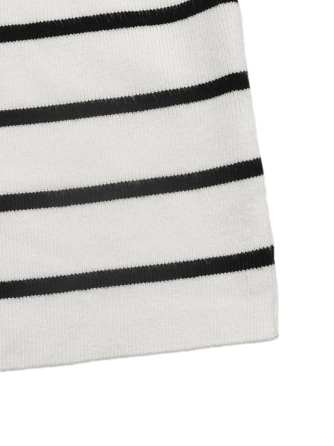Women's White Striped Pullover Blend Regular Fit