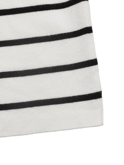 Women's White Striped Pullover Blend Regular Fit