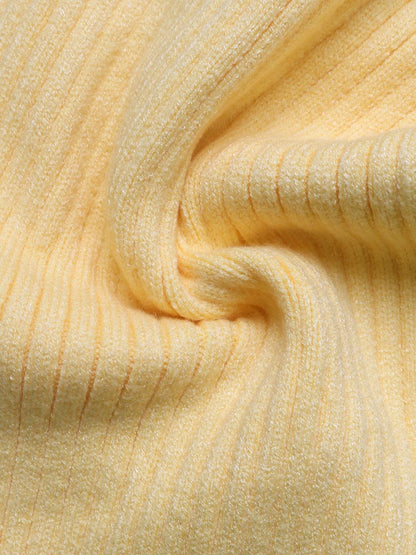 Women's Yellow Ribbed Acrylic Cardigan Sweaters