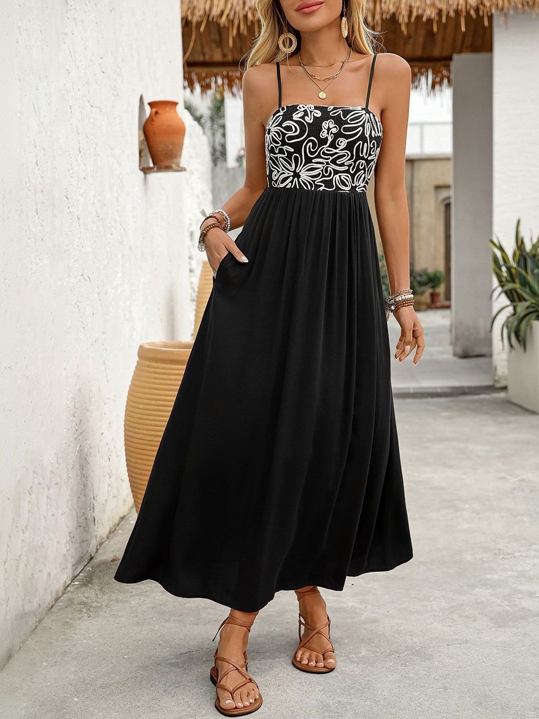 Floral Print Fit & Flare Midi Dress