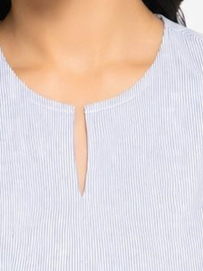 Striped Keyhole Neck Top