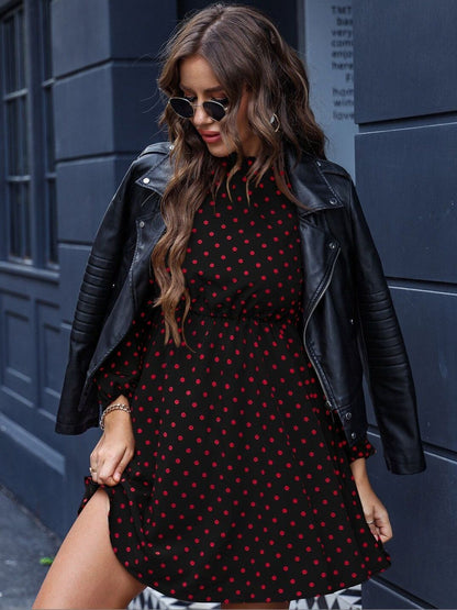 Polka Dot Print Fit & Flare Dress