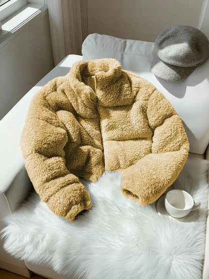 Woollen Puffer Jacket - Nowi Korean Fashion