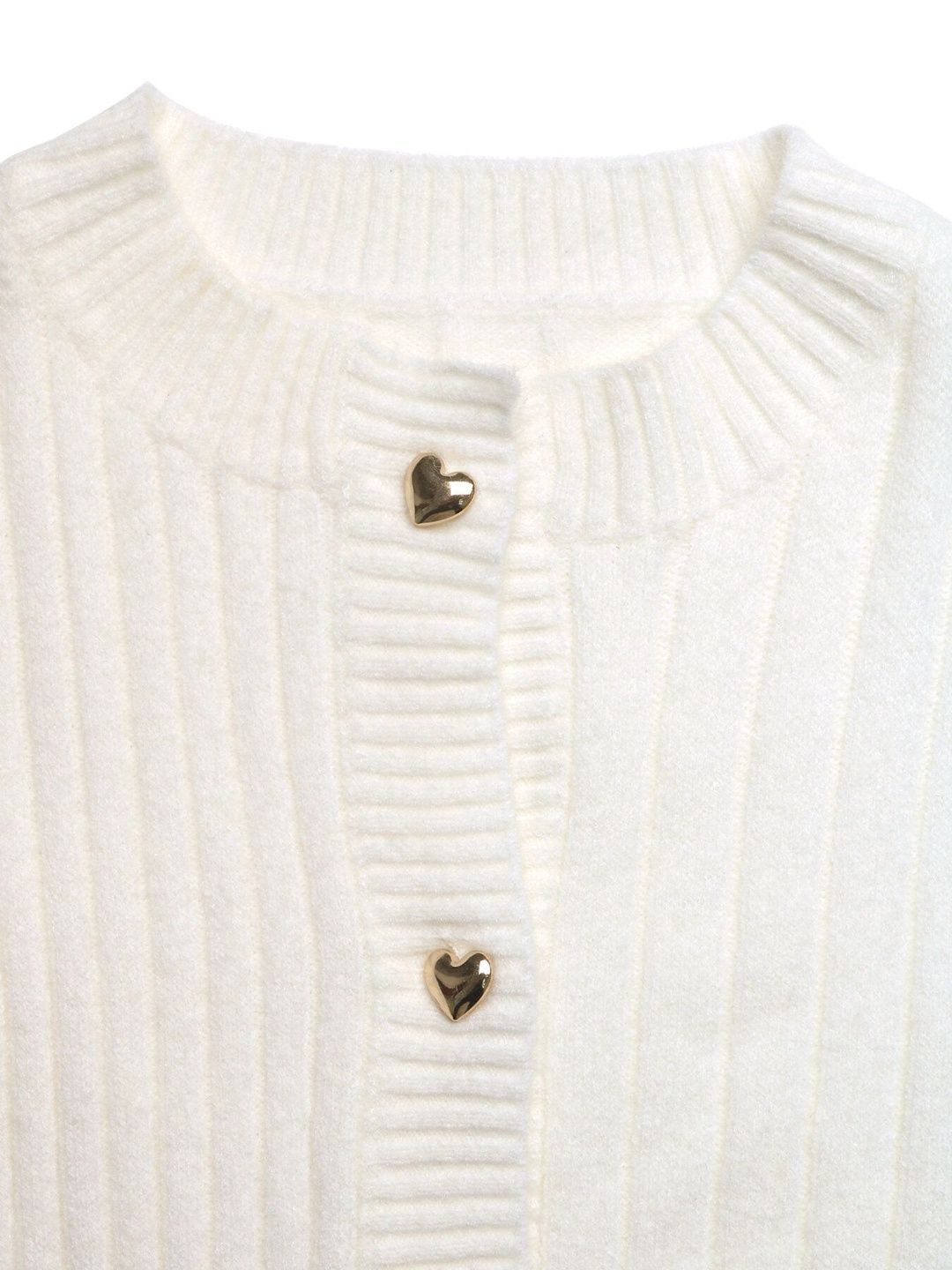 Women's White Ribbed Cardigan Blend