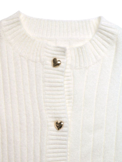 Women's White Ribbed Cardigan Blend