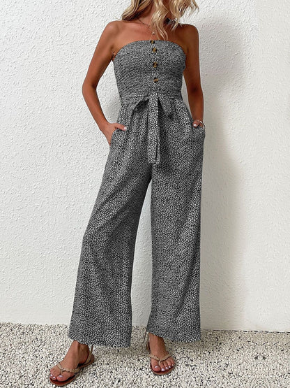 Strapless Printed Basic Jumpsuit