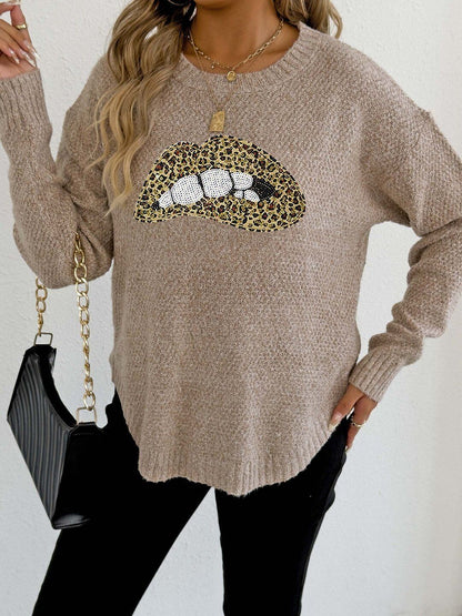 Women Animal Printed Pullover with Embellished Detail