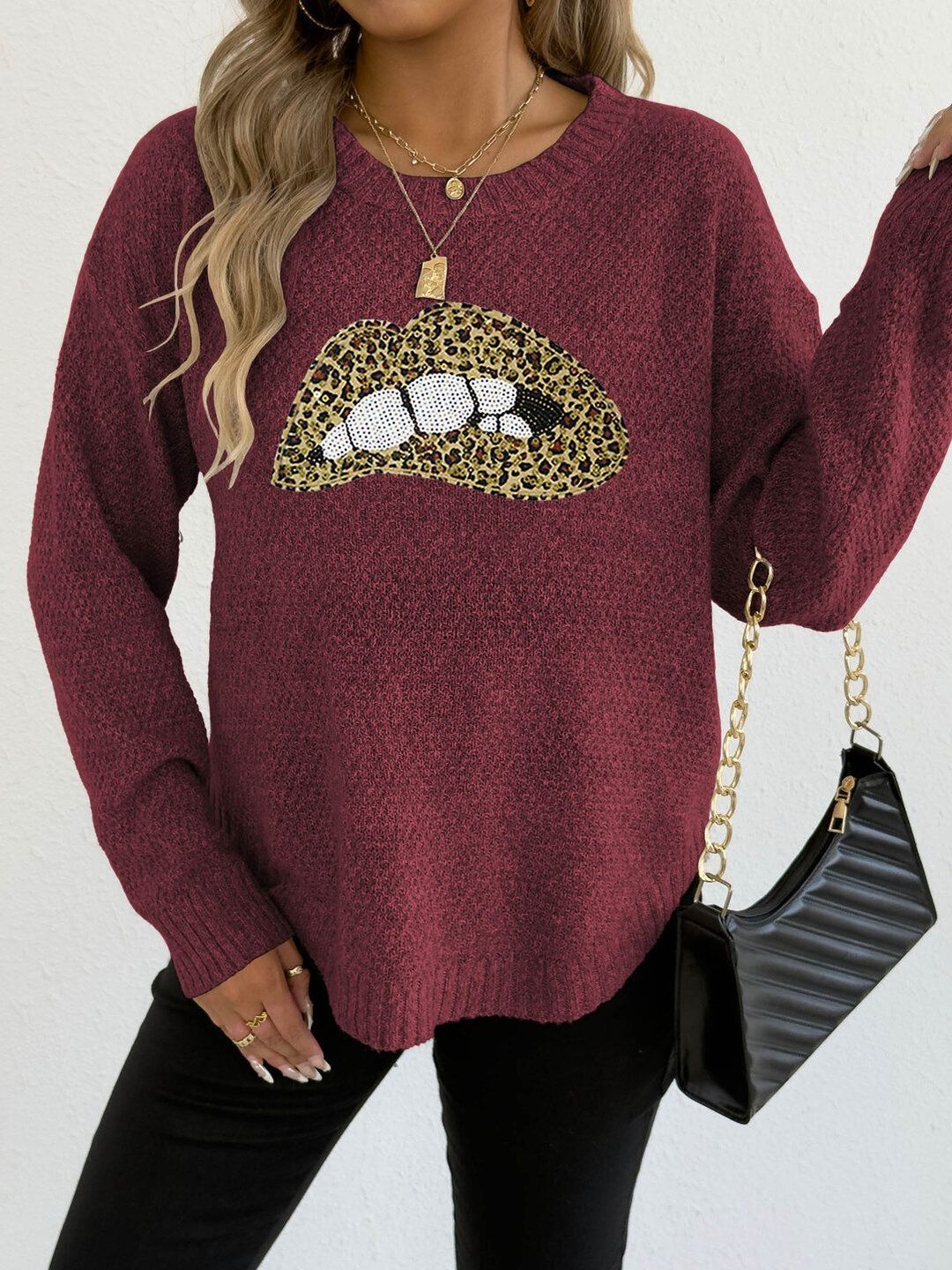 Women Animal Printed Pullover with Embellished Detail