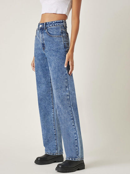 Women Straight Fit High-Rise Light Fade Stretchable Jeans