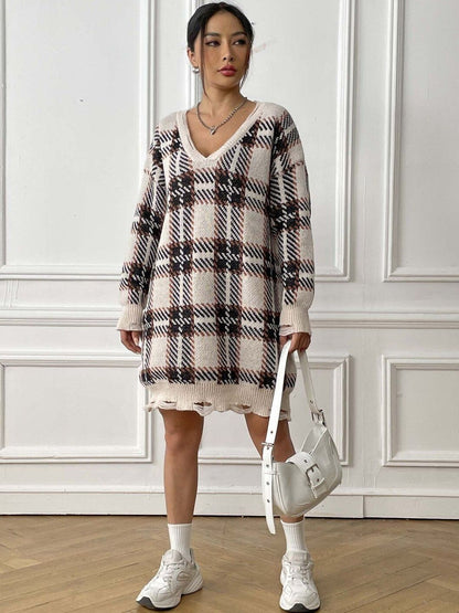 Women Checked Pullover