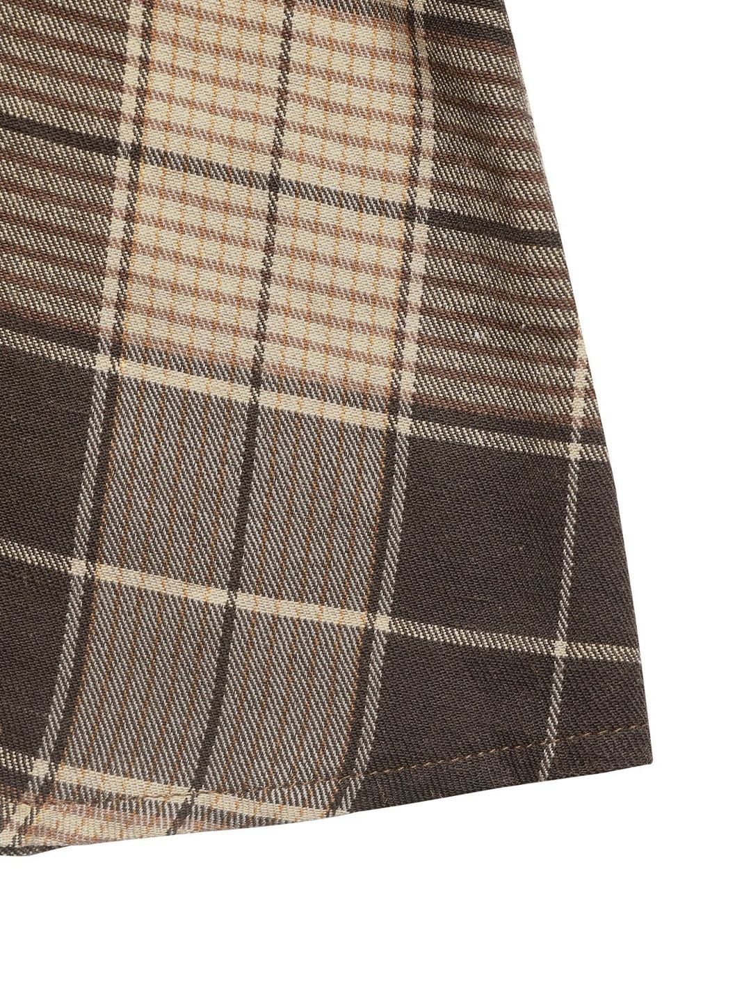 Women's Brown Checked Shirt Dress Blend Regular Fit