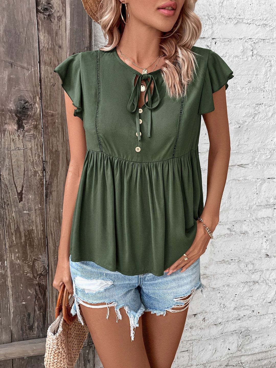 Flutter Sleeve Cotton Top