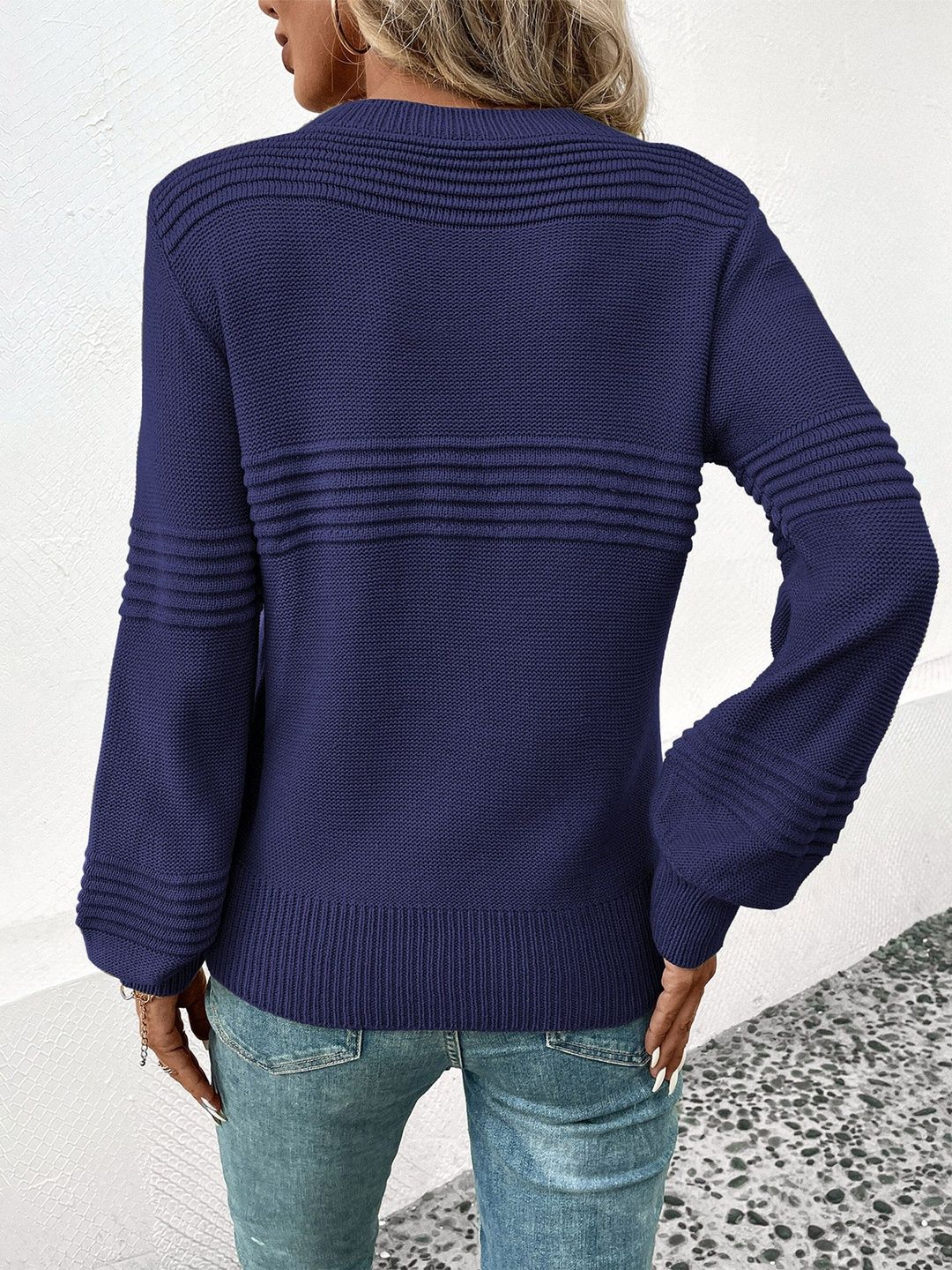 Women's Grey Nowi Women Ribbed Pullover Blend Printed