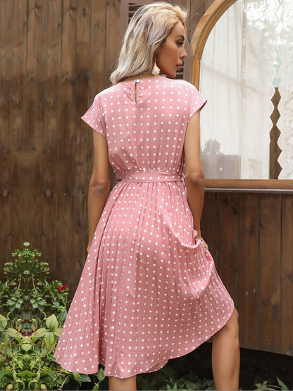 Polka Dot Print Fit & Flare Midi Dress