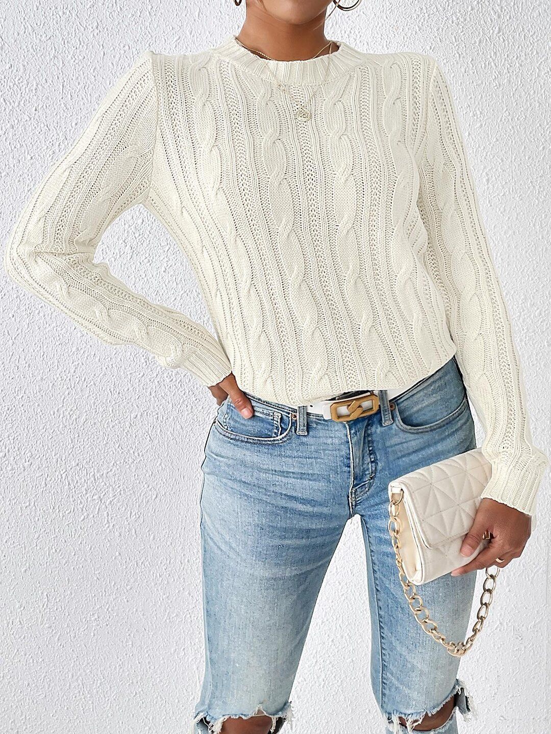 Women Cable Knit Pullover