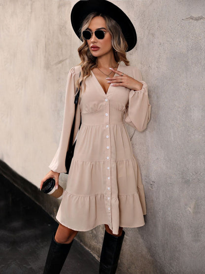 Women's Beige Fit & Flare Dress
