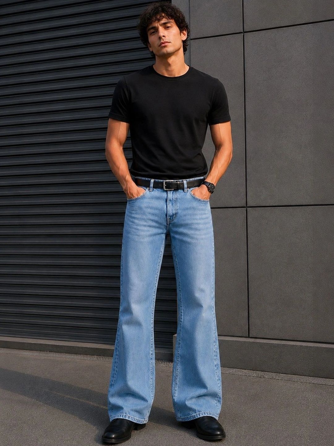 Men Bootcut Mid-Rise Light Fade Jeans