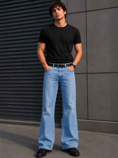 Men Bootcut Mid-Rise Light Fade Jeans