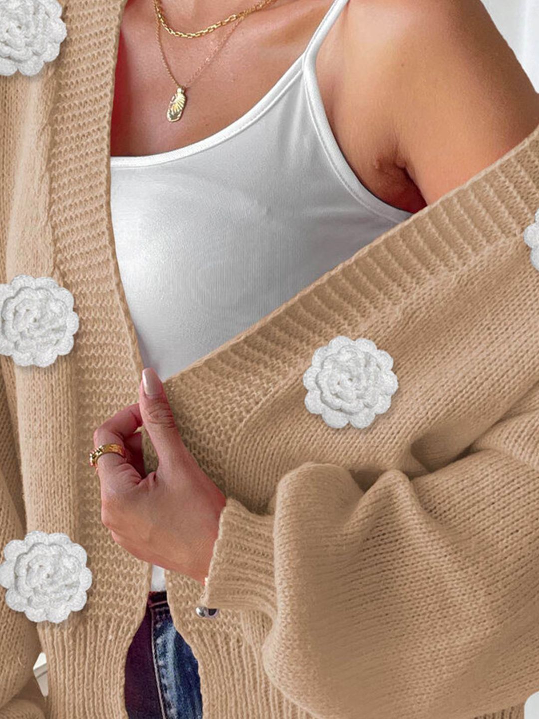 Women Cardigan with Applique Detail