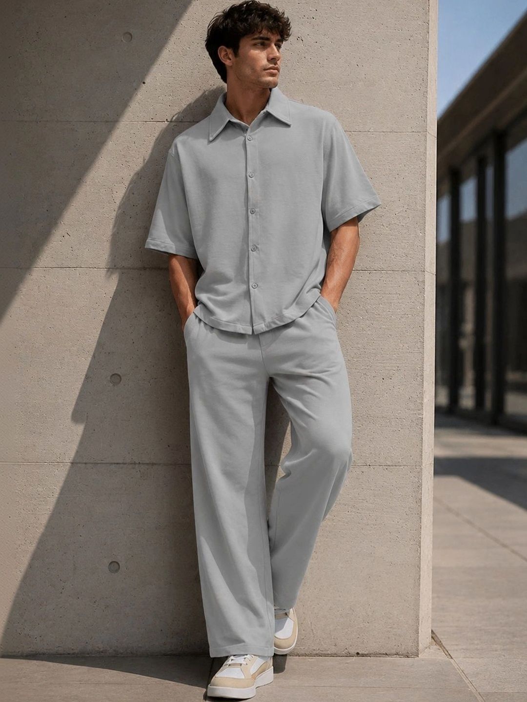 Solid Shirt with Trousers