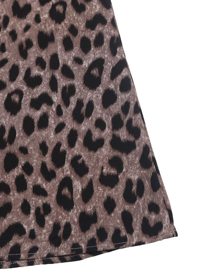 Women's Brown Animal Print Midi Dress