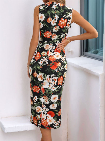 Floral Print Sheath Midi Dress