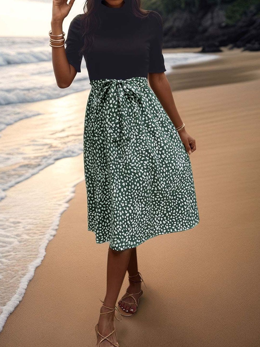 NOWI Print A-Line Midi Dress