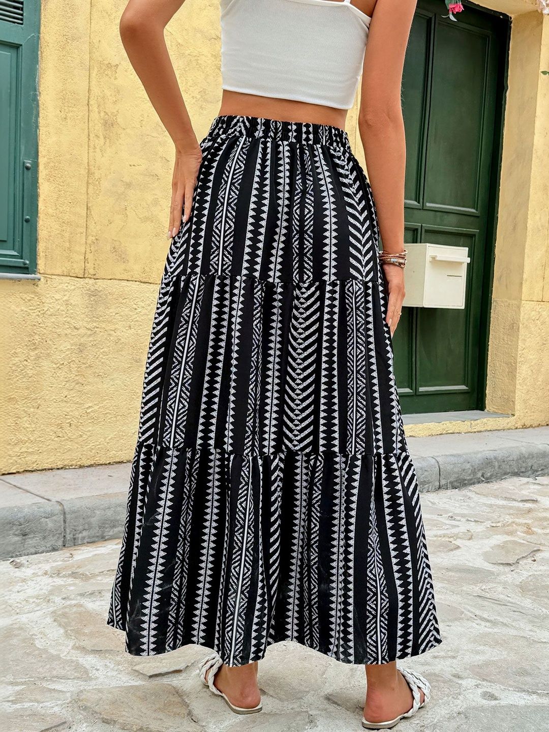 Flared Mid Rise Midi Skirts
