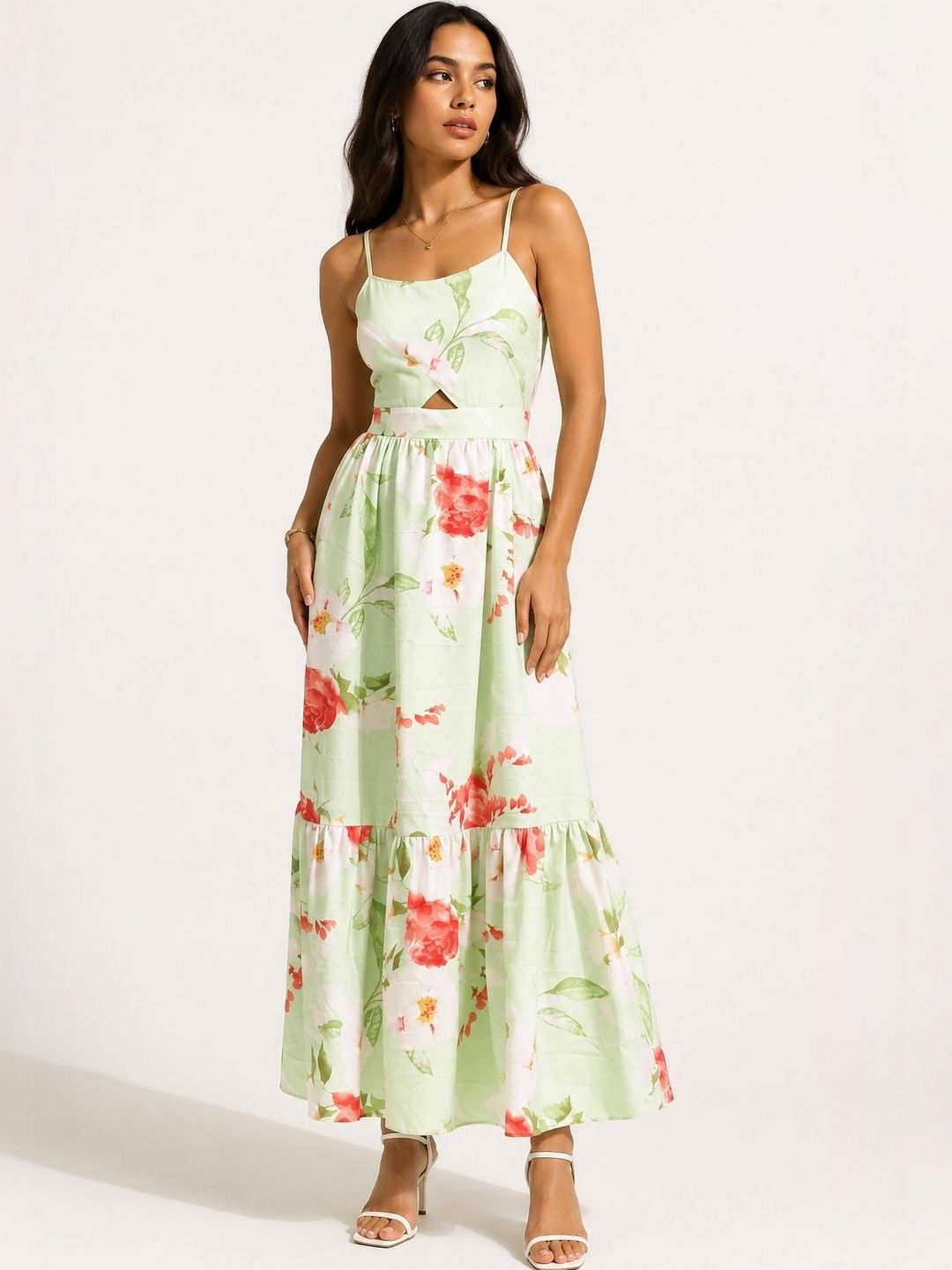 Floral Print Crepe Maxi Dress