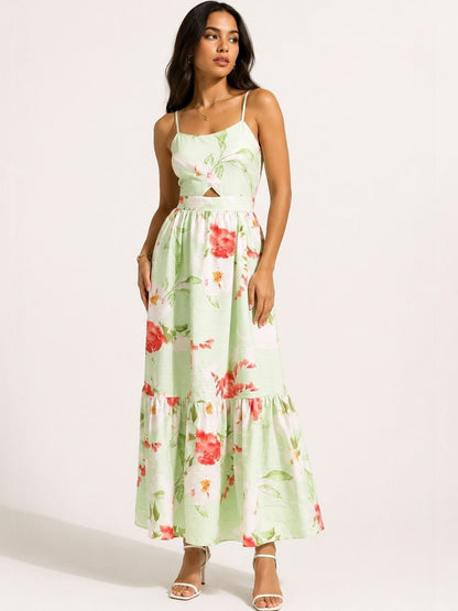 Floral Print Crepe Maxi Dress