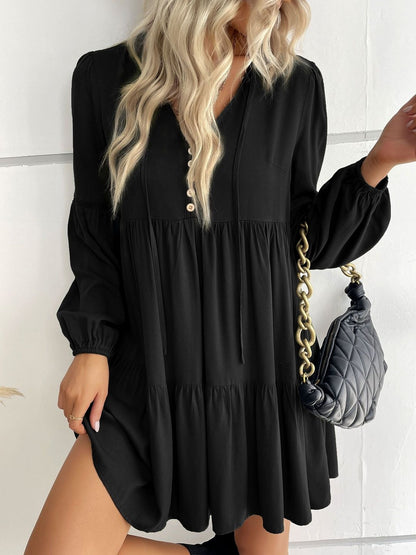 Women's Black A-Line Dress Blend Printed