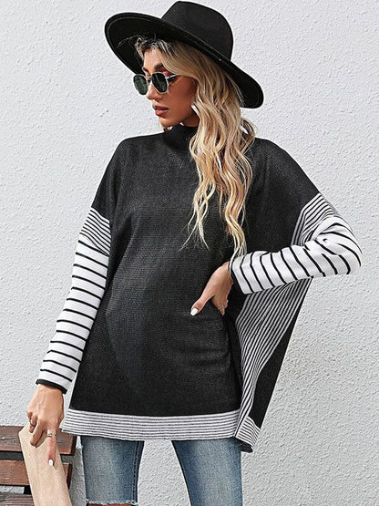 Women's Black Colourblocked Pullover Blend Printed