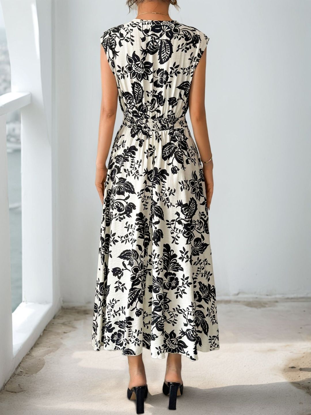 Floral Print Fit & Flare Midi Dress